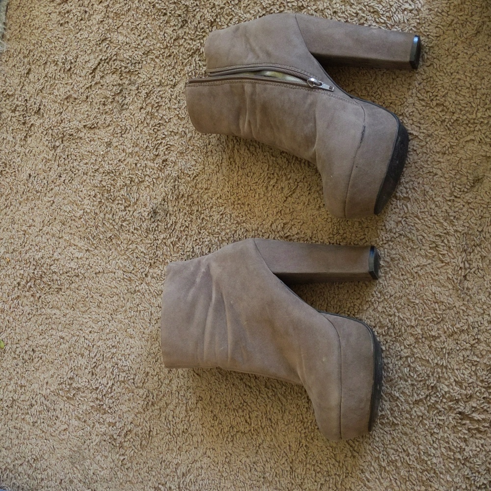 These are grayish brown platform boots.